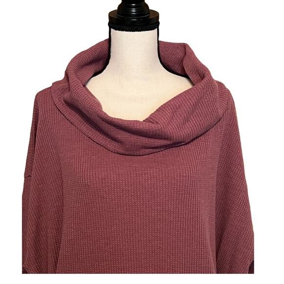 Natural Reflections Cowl Neck Waffle Knit Sweater Size 2X - Picture 2 of 5